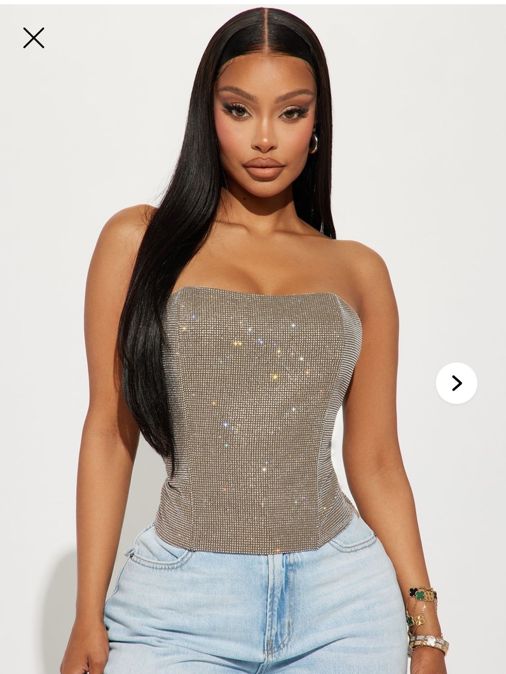 Fashion nova nwt light up the room Strapless Rhinestone  embellished Tube Top M